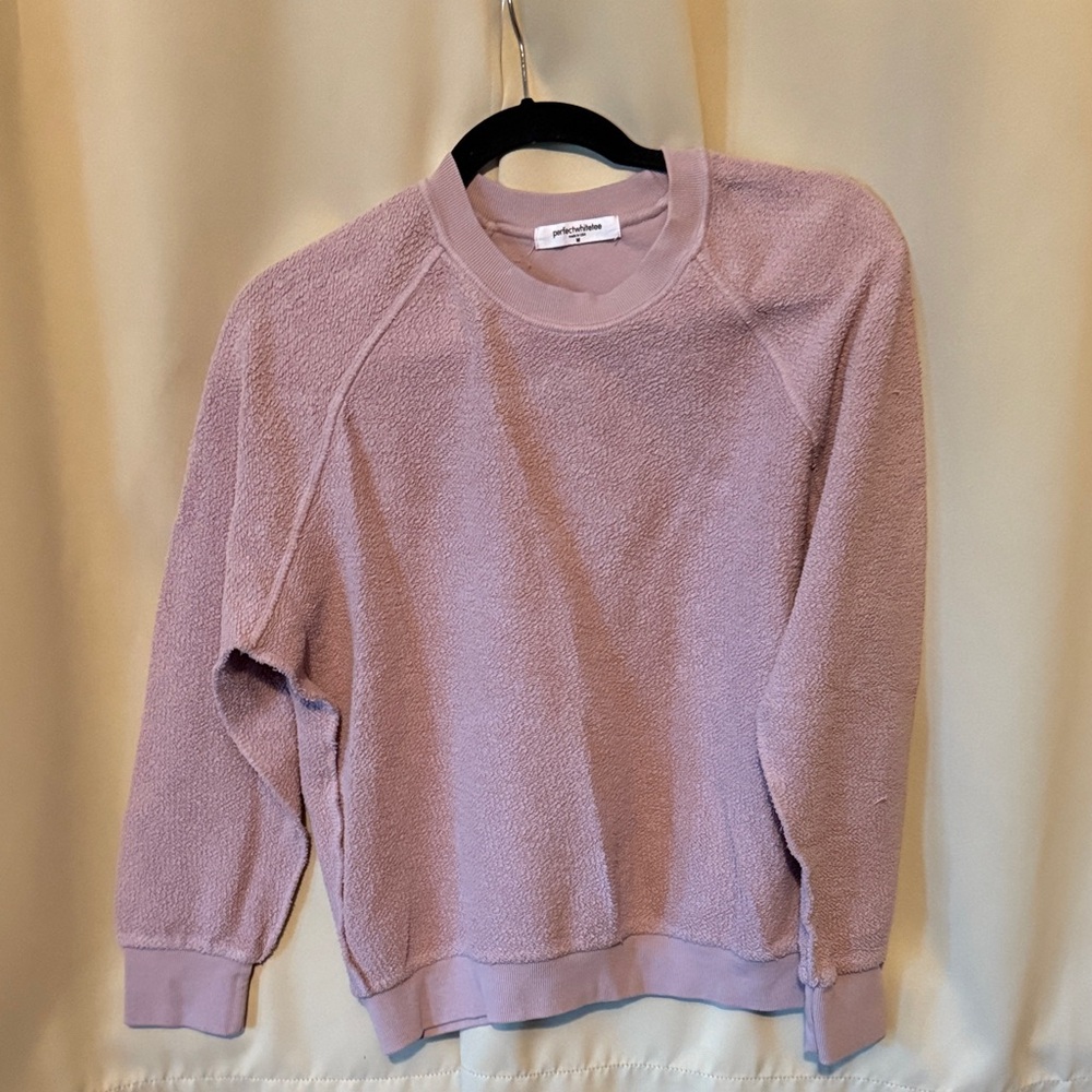 perfectwhitetee Lavender Textured Crewneck